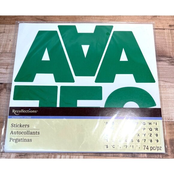 Recollections Green Alphabet & Number Stickers 74 Pc 12 Sheets Pack 359839 - Picture 1 of 2